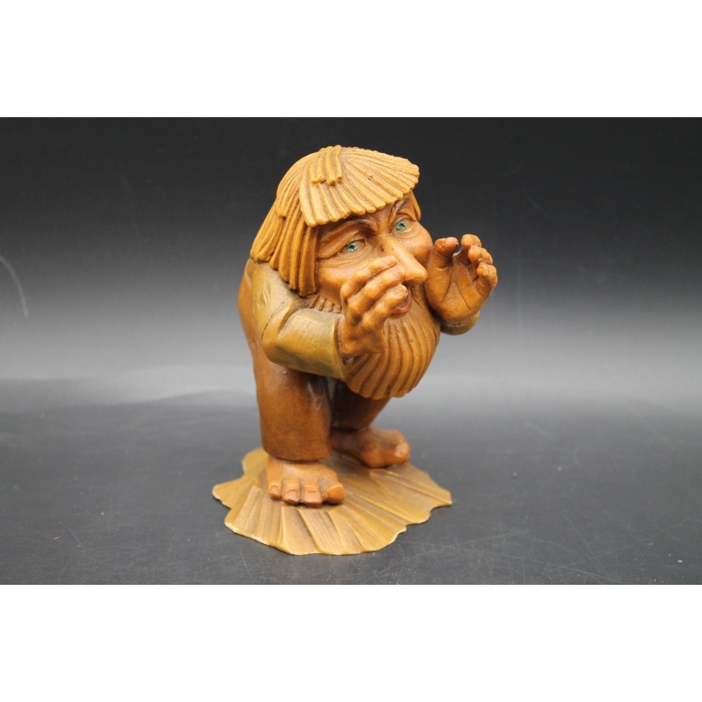Vintage ANRI "The Caller" Little Folks of Salvan Hand Carved Wood Figurine Italy